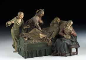 Detail images:  Kleine Schnitzgruppe mit Darstellung der Erweckung des Lazarus