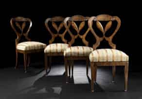 Detail images:  Satz von vier Biedermeier-Stühlen, im Stil von Dannhauser, Wien