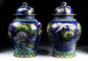 Detail images:  Paar Cloisonné-Vasen