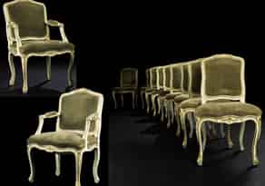Detailabbildung:  Satz von zwölf gefassten Rokoko-Stil-Stühlen