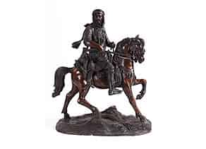 Detail images:  Große Bronzefigur eines orientalischen Reiters