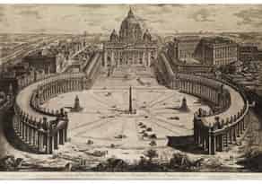 Detail images:  Kupferstich mit Vedute der Vatikansbasilika, Petersdom mit den Arkaden des Petersplatzes
