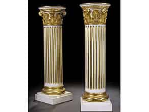 Detailabbildung:  Paar geschnitzte und vergoldete Podestsäulen