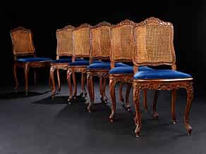 Detailabbildung:  Satz von sechs Louis XV-Stühlen