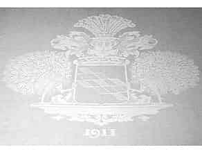 Detailabbildung:  Bankett-Tafeltuch mit den Wappen der Familie v. Buddenbrock