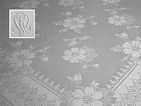Detailabbildung:  Bankett-Tafeltuch mit Blumenmuster und breitem Hohlsaum