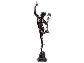 Detail images:  Große Bronzefigur des Merkur, nach Giovanni da Bologna