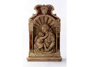 Detail images:  Italienisches Marmorrelief mit Darstellung der Maria mit dem Kind