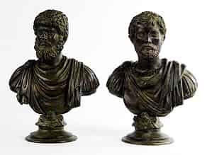 Detail images:  Paar Bronzebüsten römischer Cäsaren