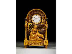 Detailabbildung:  Pariser Empire-Uhr in Bronze und Feuervergoldung