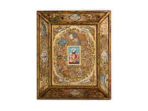 Detailabbildung:  Großer Andachtsbildrahmen mit Pergamentbildnis der Heiligen Agathe