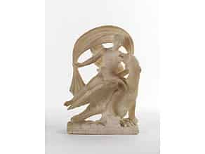 Detailabbildung:  Alabasterfigurengruppe “Zeus entführt Ganymed”