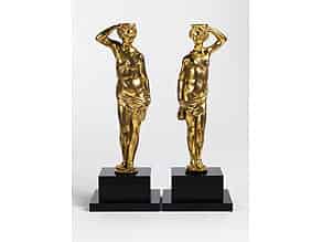 Detailabbildung:  Paar vergoldete Bronzefiguren