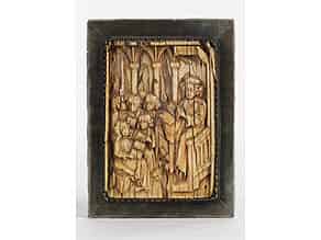 Detail images:  Elfenbein-Relieftafel mit “Magister et Discipuli”-Darstellung