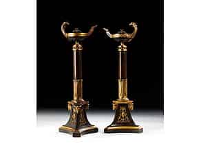Detailabbildung:  Paar Empire-Kerzenhalter in Bronze und Feuervergoldung