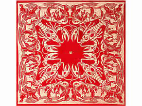 Detailabbildung:  18 rot-weiße Jugendstil-Hummermundtücher