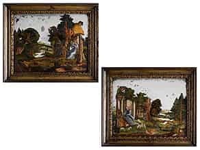 Detail images:  Paar große Hinterglasbilder