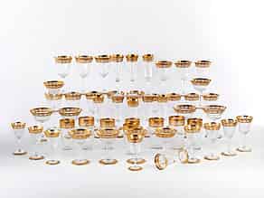 Detail images:  Großes Konvolut Kristallgläser mit Golddekor