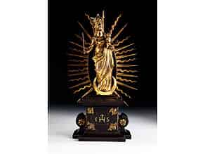 Detailabbildung:  Strahlenkranz-Madonna in Bronze und Feuervergoldung