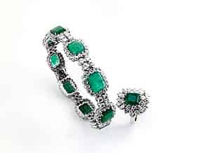 Detail images:  † Smaragd-Brillantarmband und Ring