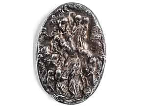 Detail images:  Ovale Silberplakette mit Hochreliefdarstellung einer Kreuzabnahme
