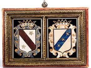 Detail images:  Paar Pietra dura-Platten mit bekrönten Wappen