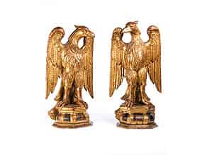 Detail images:  Paar geschnitzte und vergoldete Adlerfiguren