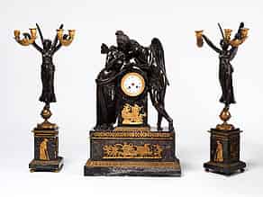 Detail images:  Große Kaminuhr mit Bronzefiguren „Amor und Psyche 