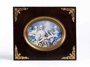 Detailabbildung:  Miniatur-Gruppenportrait der drei Töchter Ludwigs XV.