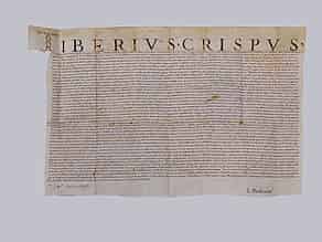 Detailabbildung:  Urkunde des Kardinals Tiberio Crispo von 1545