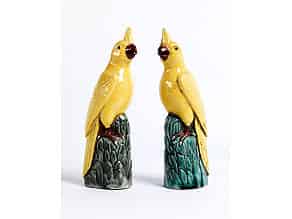 Detailabbildung:  Paar chinesische Kakadu-Porzellanfiguren