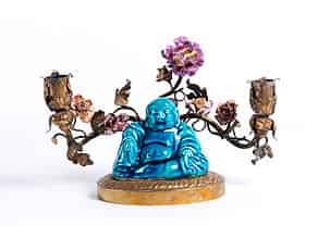 Detailabbildung:  Chinesische Porzellanfigur eines lachenden Buddha