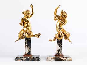 Detail images:  Paar feuervergoldete Bronzefiguren