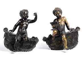Detailabbildung:  Paar Kinderfiguren in Bronze