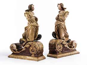Detail images:  Paar geschnitzte Engelsfiguren