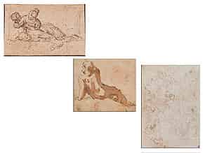 Detail images:  Konvolut von drei Handzeichnungen unterschiedlicher Größe