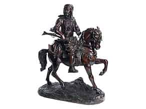 Detail images:  Große Bronzefigur eines orientalischen Reiters
