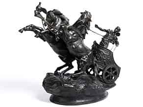 Detail images:  Bronzefigur eines Römers im Streitwagen