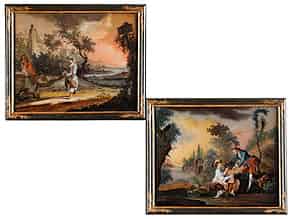Detail images:  Paar seltene Augsburger Hinterglasbilder