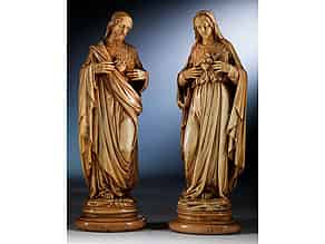 Detailabbildung:  Paar Elfenbeinschnitzfiguren „Jesus und Maria 