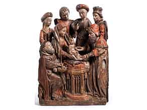 Detailabbildung:  Gotische Schnitzfigurengruppe „Darstellung des Jesuskindes im Tempel 