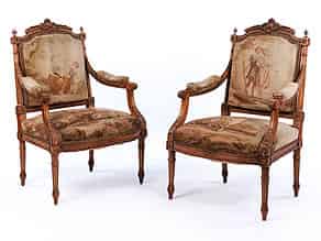 Detail images:  Paar Fauteuils im Louis XVI-Stil