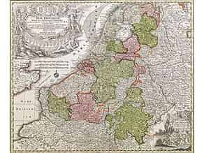 Detailabbildung:  Gestochene Landkarte der Niederlande, Teile Belgiens und Deutschlands sowie dem Ärmelkanal