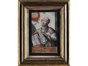 Detailabbildung:  Hinterglasbild mit Darstellung des Heiligen Ignatius von Loyola