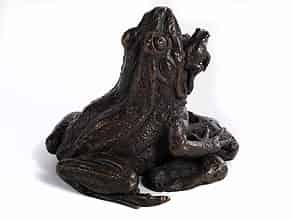 Detail images:  Bronzefigur eines Frosches als Tintenfass