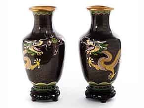 Detailabbildung:  Paar chinesische Cloisonné-Vasen
