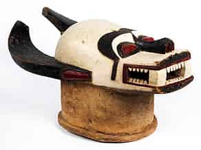 Detailabbildung:  Große afrikanische Helmmaske/ Büffelmaske der Baule