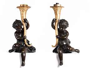 Detail images:  Lampenpaar in Bronze