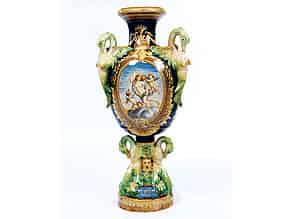 Detail images:  Große, italienische Majolika-Vase