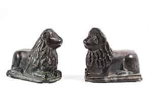 Detailabbildung:  Paar Löwen im Bronzeguss